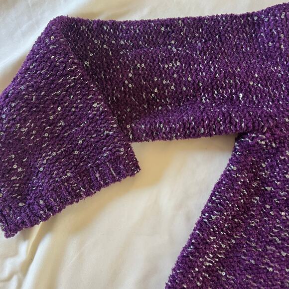 NWT Chicos Purple Sparkle Sequin Pullover Sweater Sz 0 / XS Casual Event - Picture 4 of 9